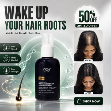 Conscious Chemist Full Strength Pre-Wash Rosemary Hair Growth Oil – Reduces Hair Fall by 60% in 12 Weeks – Promotes Thicker & Fuller Hair – Non-Sticky & Fast-Absorbing
