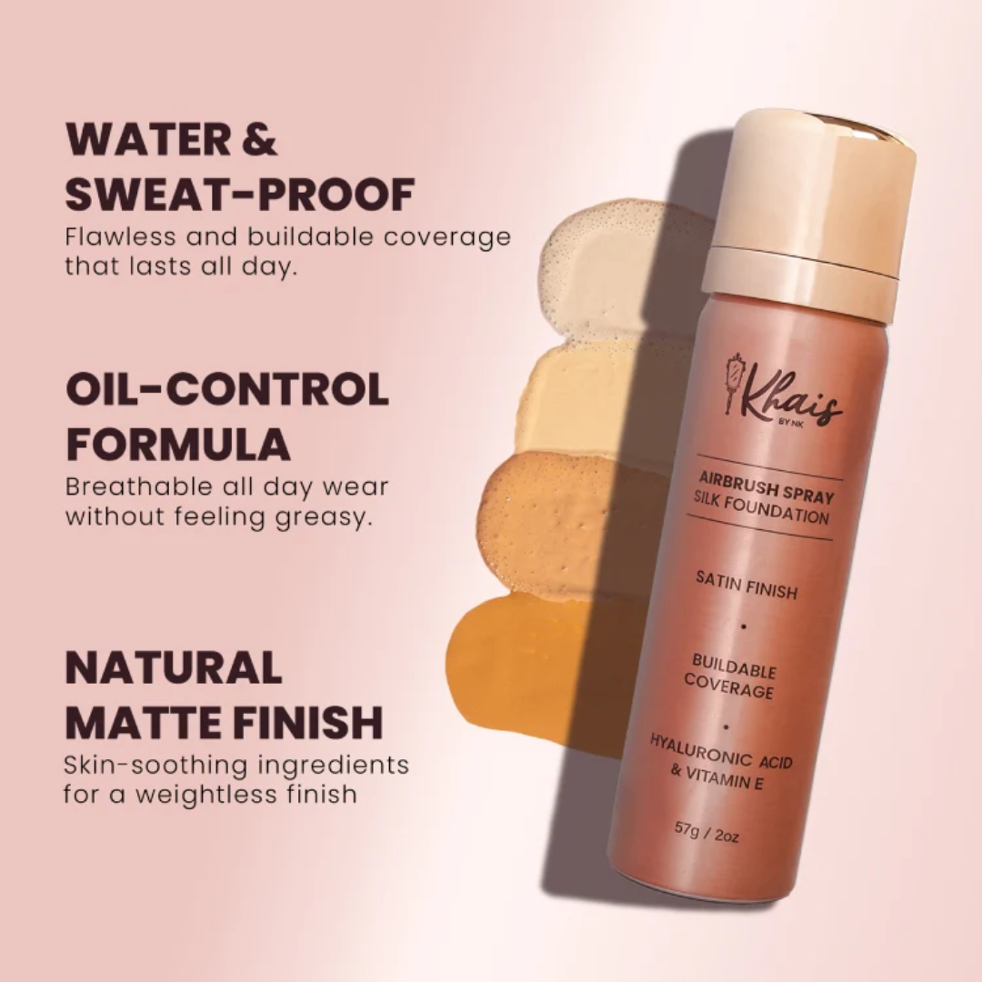 Spray Foundation By khais by NK - Full Coverage, Waterproof, 24H Stay Fresg & Glowy