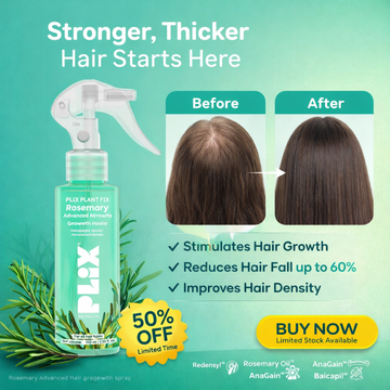Plix Rosemary Advanced Hair Growth Spray | Redensyl + Rosemary Oil + AnaGain + Baicapil | Reduces Hair Fall up to 60%, Stimulates Growth & Improves Density