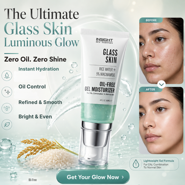 INSIGHT Glass Skin Oil-Free Gel Moisturizer – Rice Water + 5% Niacinamide – The Ultimate Glass Skin Luminous Glow – Zero Oil, Zero Shine, Instant Hydration – Deep Hydration, Oil Control, Pore Refining & Even Tone – For Oily, Combination & Normal Skin
