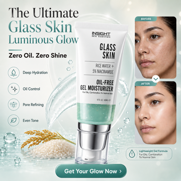 INSIGHT Glass Skin Oil-Free Gel Moisturizer – Rice Water + 5% Niacinamide – The Ultimate Glass Skin Luminous Glow – Zero Oil, Zero Shine, Instant Hydration – Deep Hydration, Oil Control, Pore Refining & Even Tone – For Oily, Combination & Normal Skin