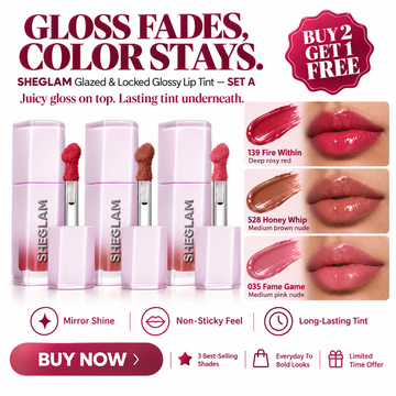 SHEGLAM Glazed & Locked Glossy Lip Tint – Mirror Shine & Long-Lasting Tint – Non-Sticky, Juicy Lip Finish
