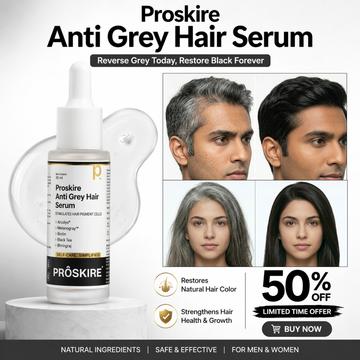 Proskire Anti Grey Hair Serum | Restores Natural Hair Color, Stimulates Pigment Cells, Reduces Grey Hair in 4 Weeks – For Men & Women