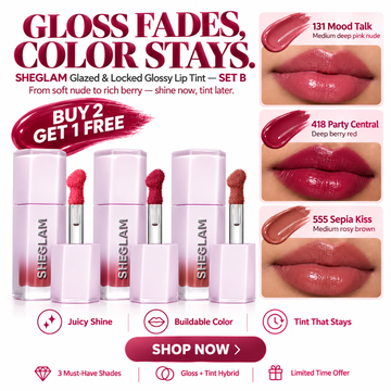 SHEGLAM Glazed & Locked Glossy Lip Tint – Mirror Shine & Long-Lasting Tint – Non-Sticky, Juicy Lip Finish