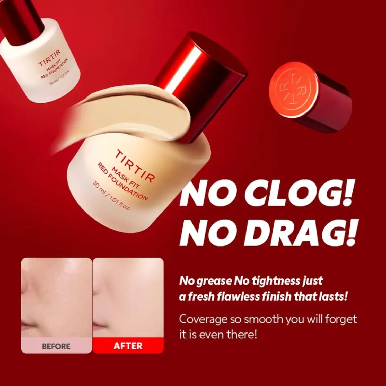 TIRTIR Mask Fit Red Foundation SPF 40 - 72H Stay Coverage Luminous & Hydrating Foundation